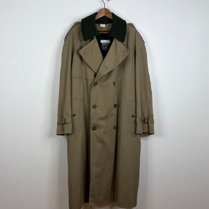 Vintage Trench Coat Mens 42 Beige Green Wool Lined Double Breast Harry Rosen 80s